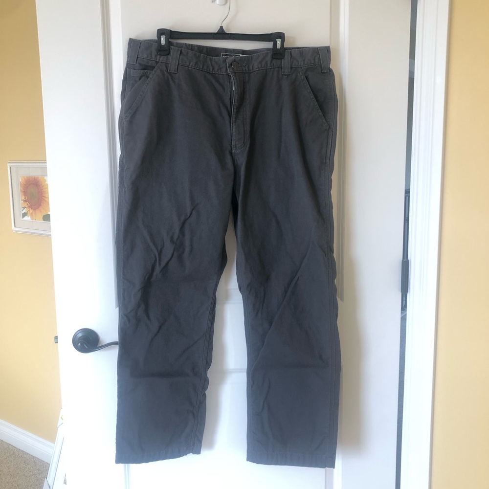 Carhartt Rugged Flex Relaxed Fit Canvas Pants with Flannel Lining Gray 40/30